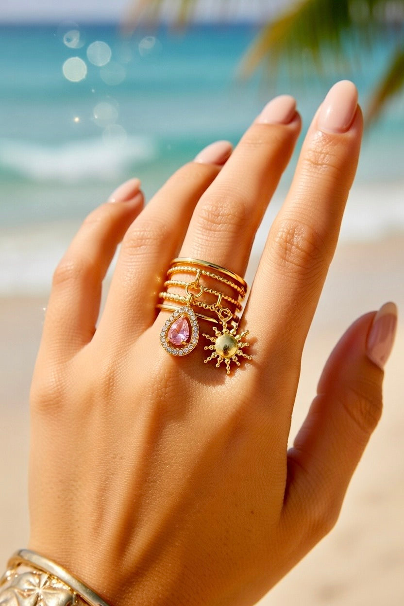 Bague dorée rose soleil