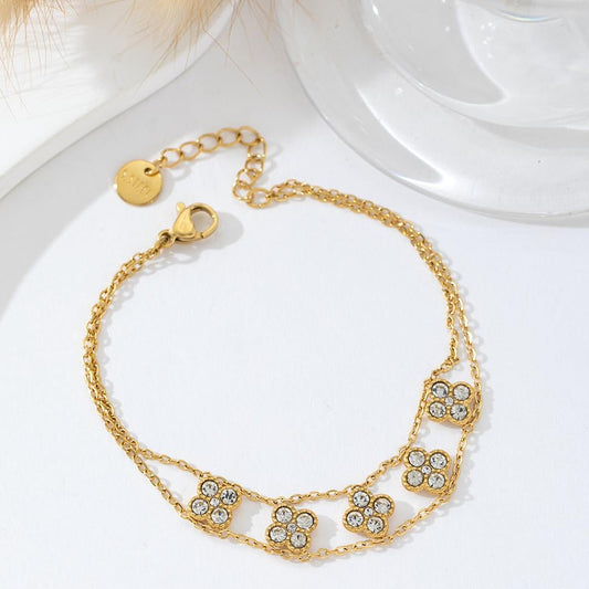 Bracelet doré fleurs