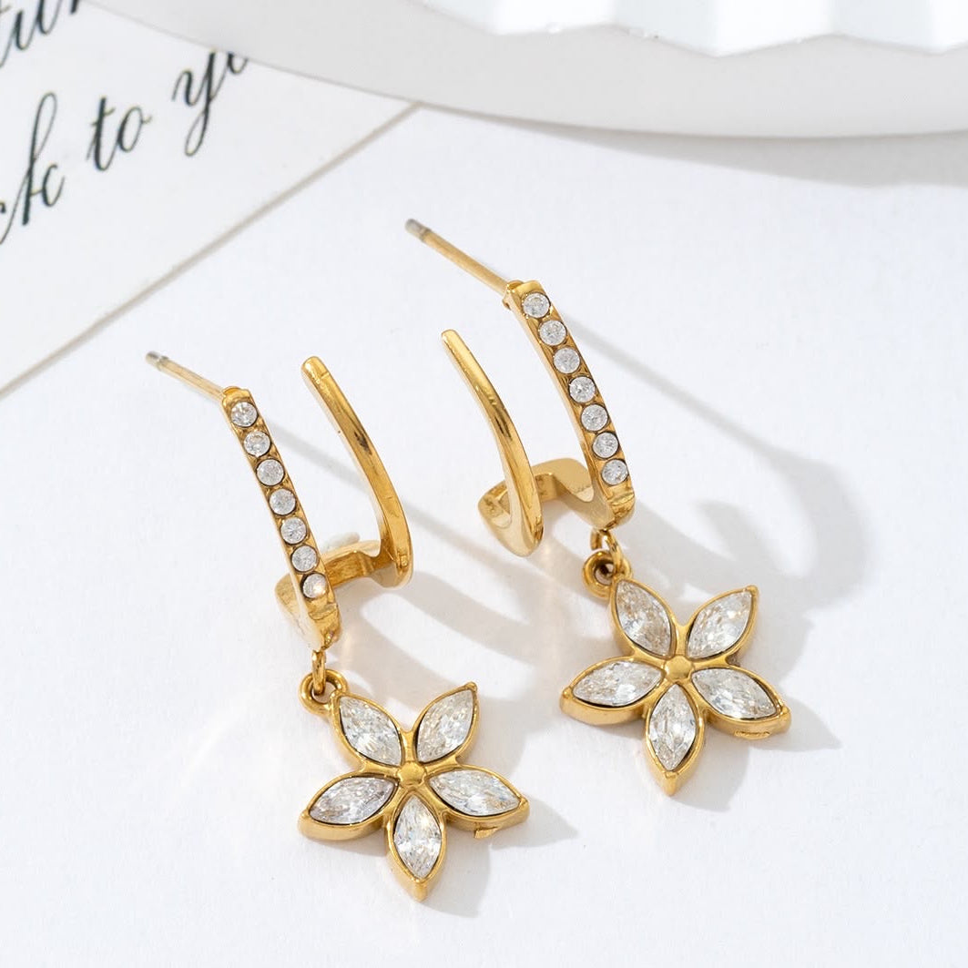 Boucles d'oreilles dorées fleurs