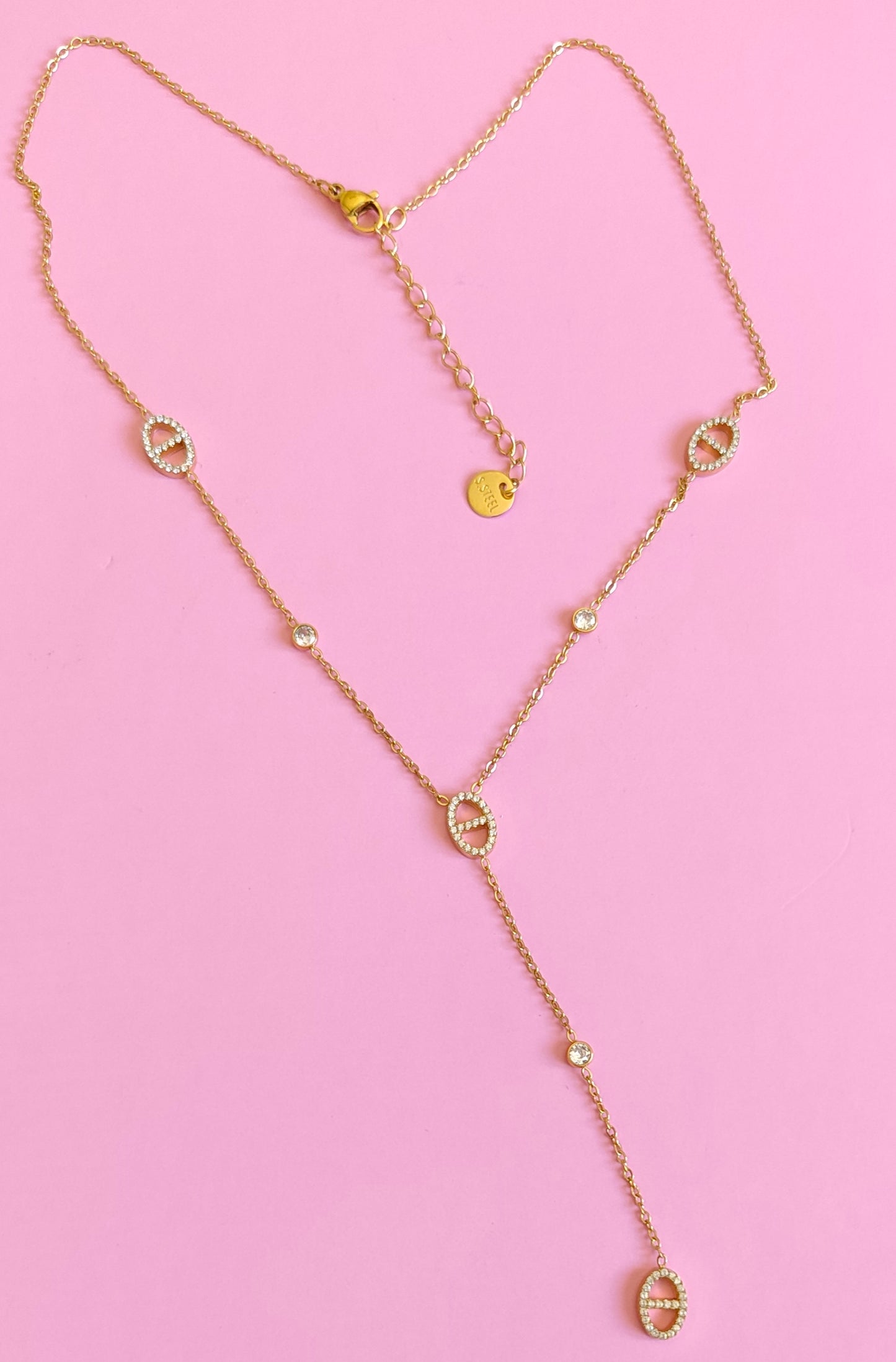 Collier doré mailles marine