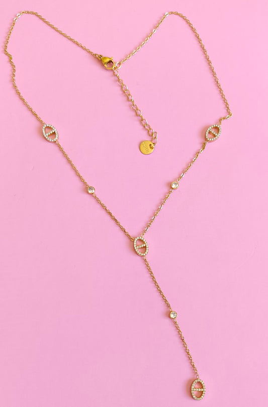 Collier doré mailles marine