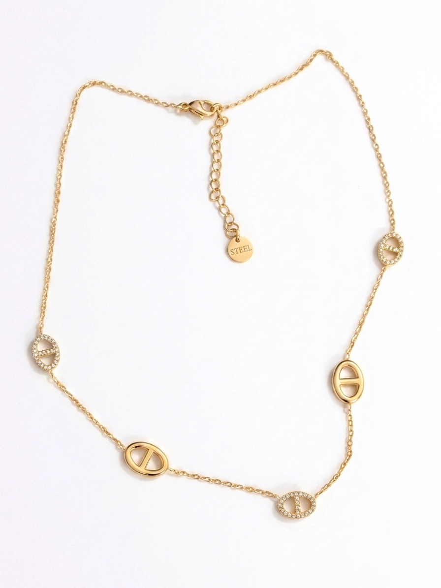 Collier doré mailles marine