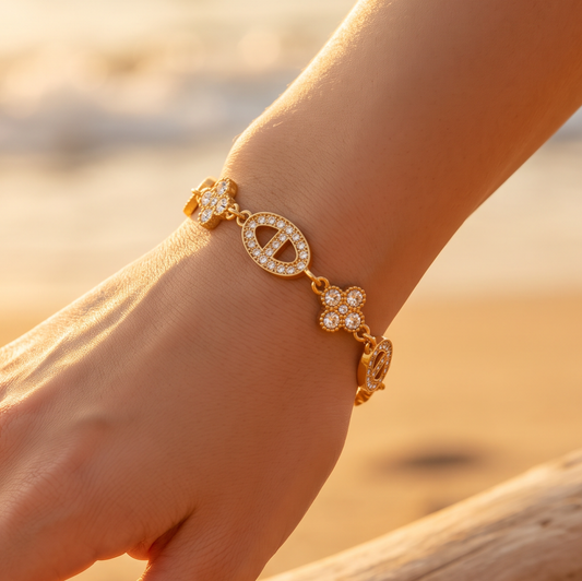 Bracelet doré mailles marine