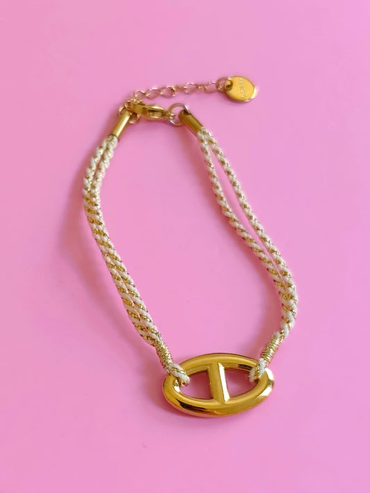 Bracelet doré maille marine cordon