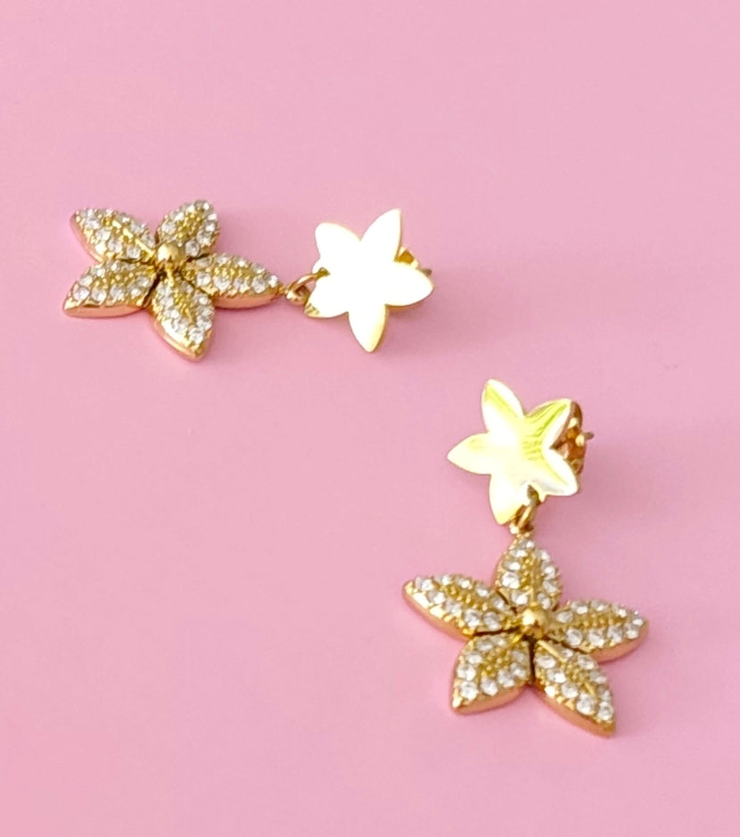 Boucles d'oreilles dorées fleurs