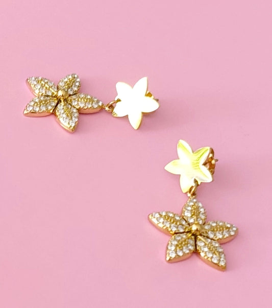 Boucles d'oreilles dorées fleurs✨