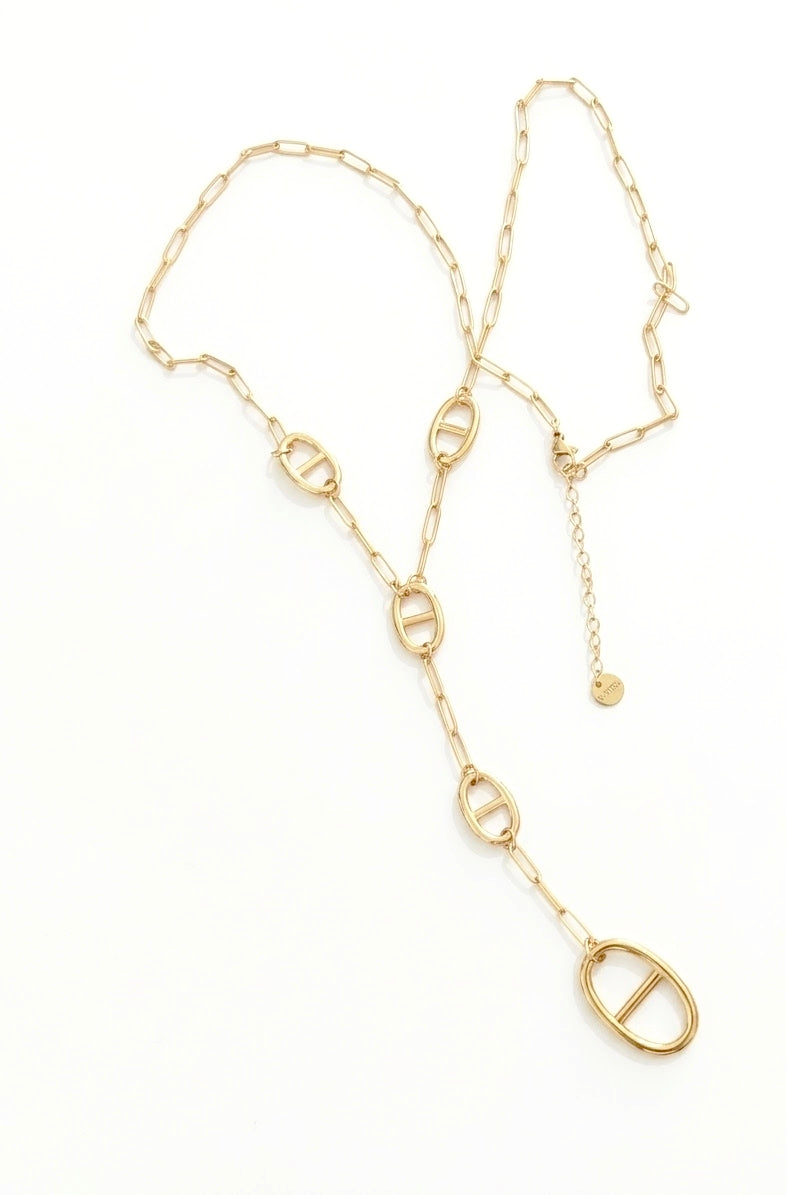 Collier doré mailles marine