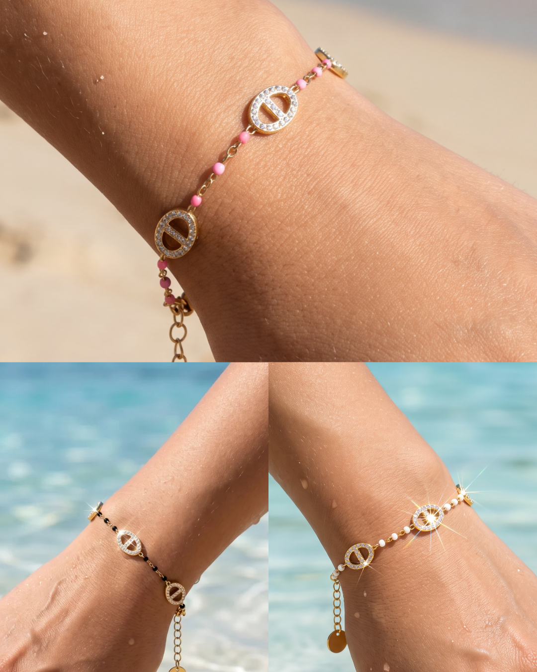 Bracelet doré mailles marine