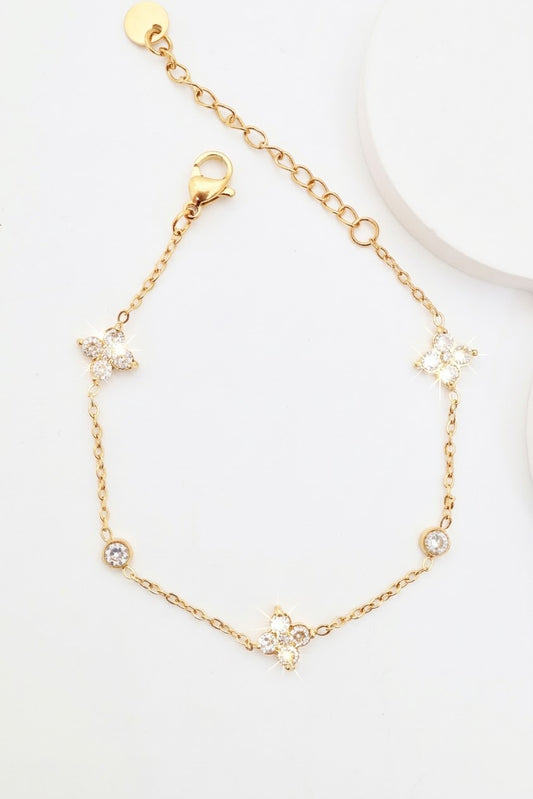 Bracelet doré fleurs