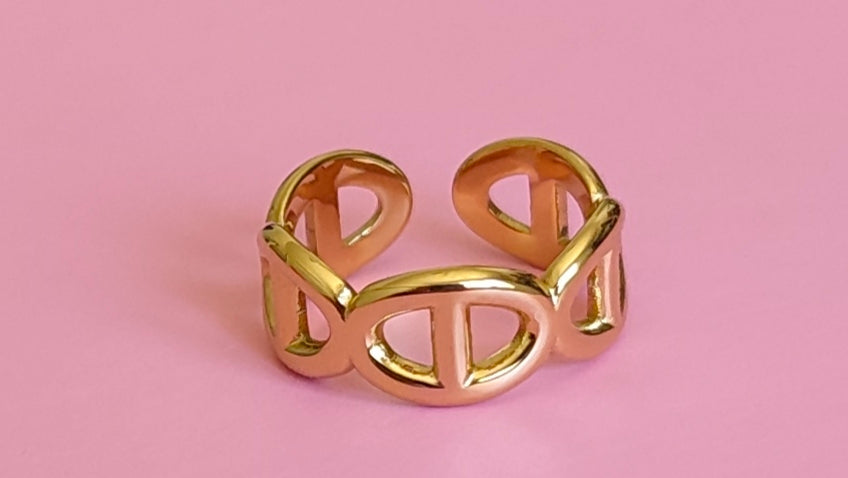 Bague dorée mailles marine