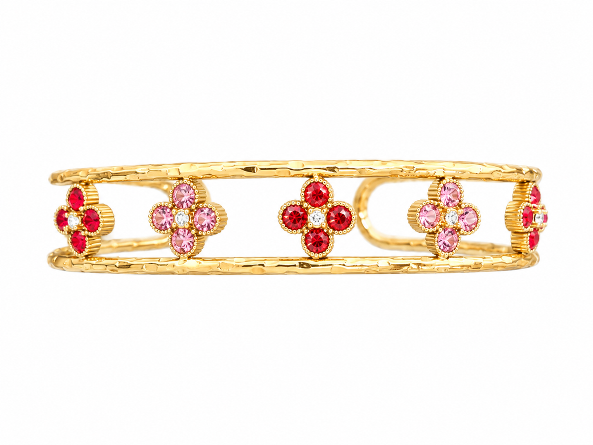 Bracelet Jonc doré fleurs 🌸✨