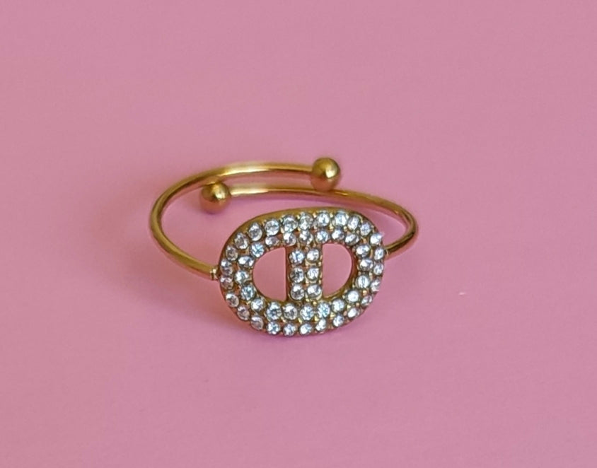 Bague dorée maille marine