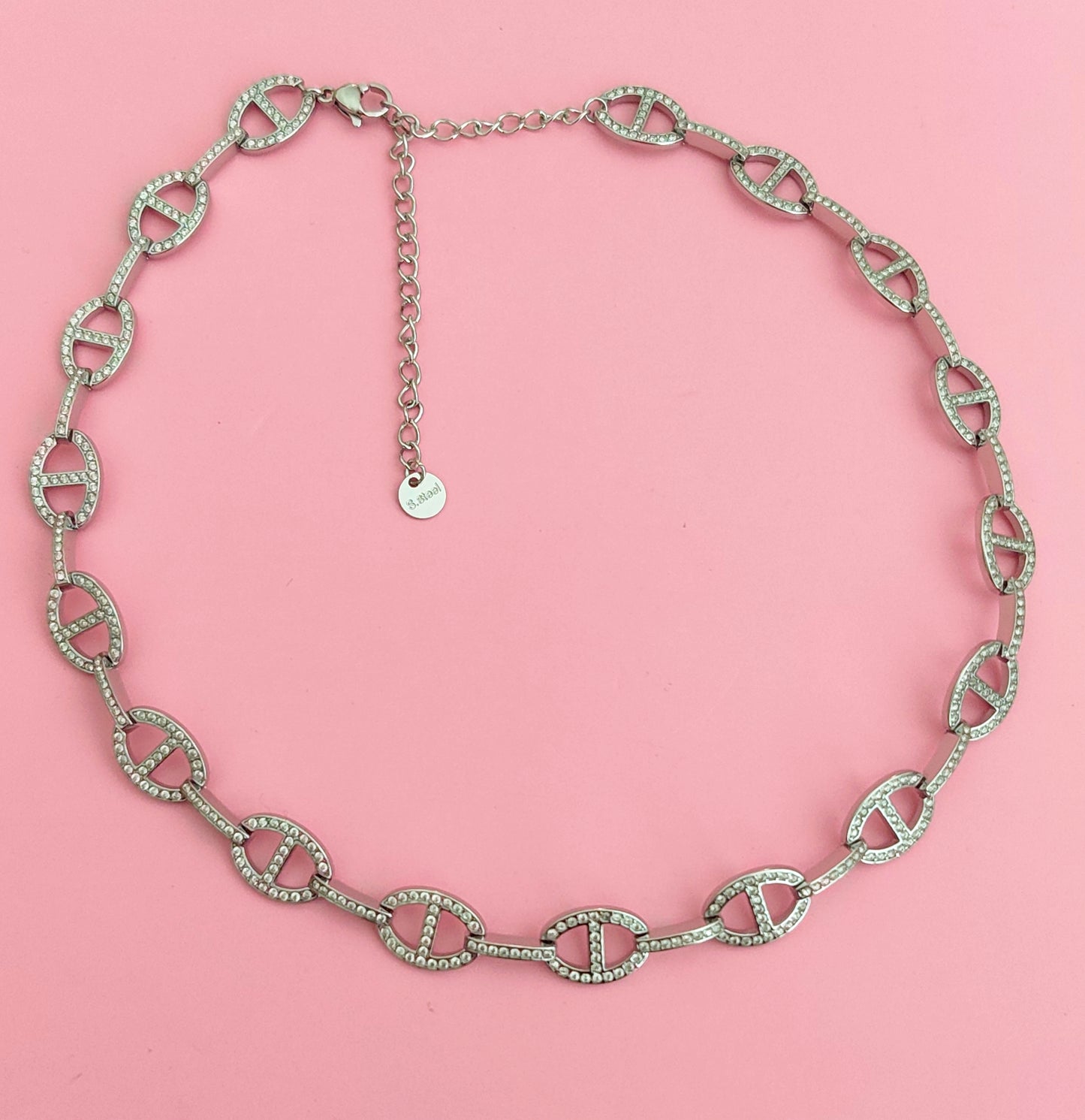 Collier doré mailles marine