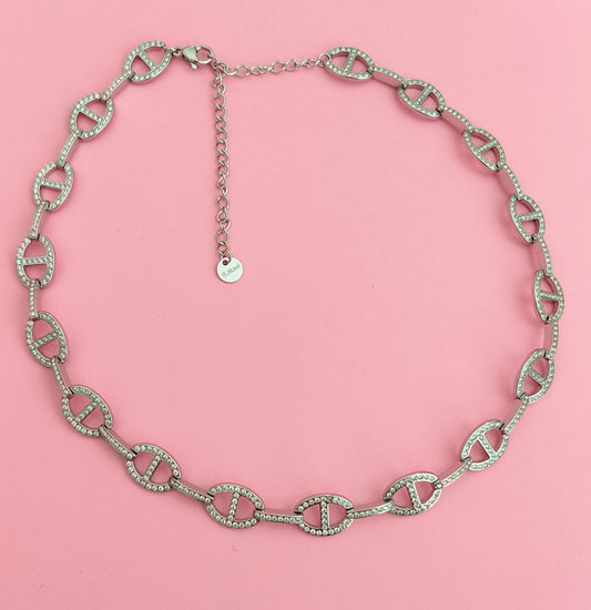 Collier doré mailles marine