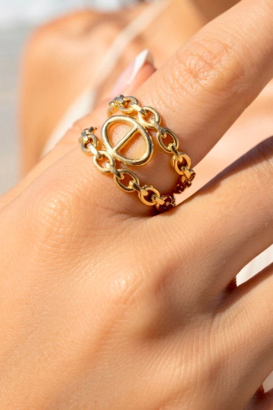 Bague dorée maille marine
