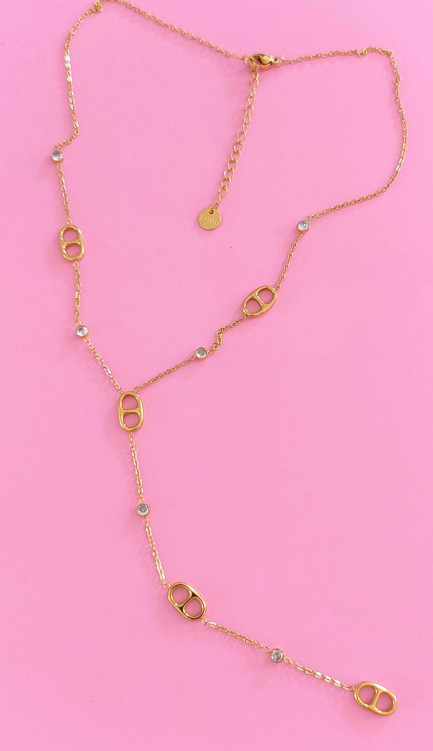 Collier doré mailles marine