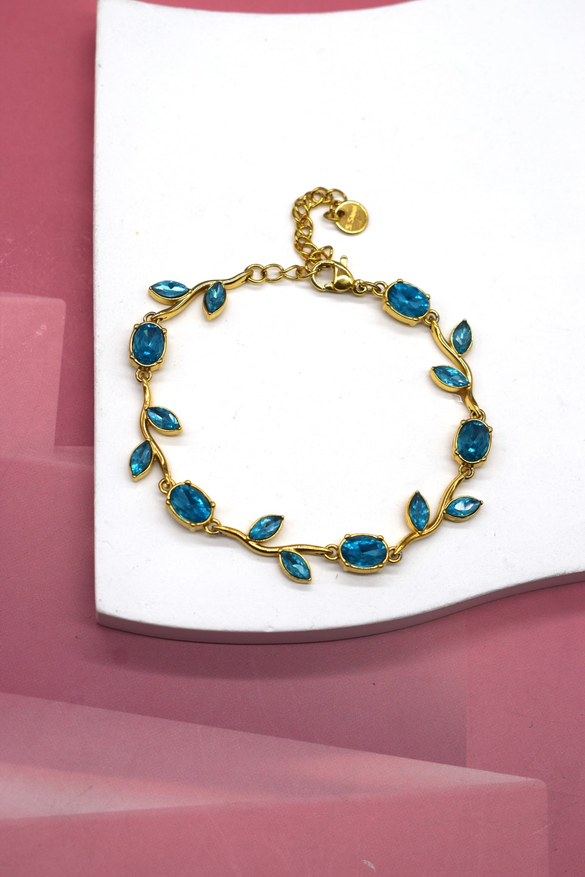 Bracelet doré bleu turquoise