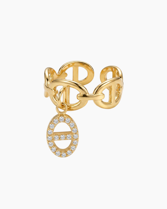Bague dorée mailles marine