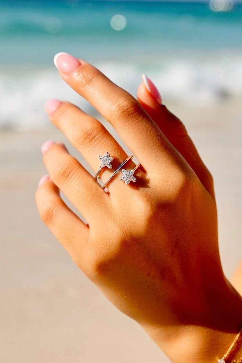 Bague argenté étoiles