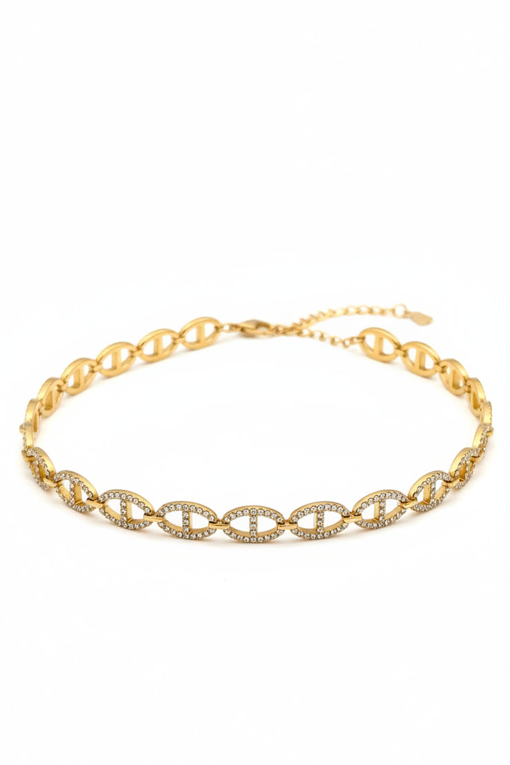 Collier doré mailles marine