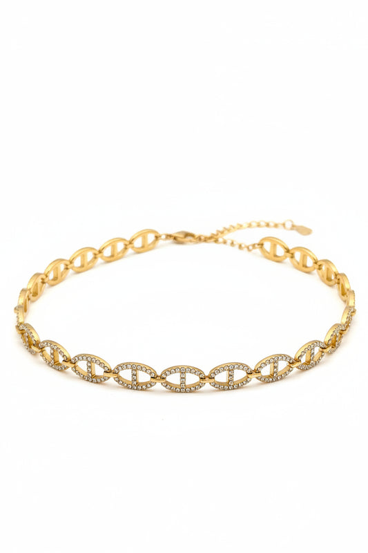 Collier doré mailles marine