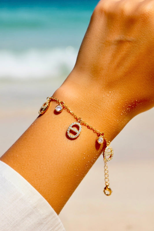 Bracelet doré mailles marine