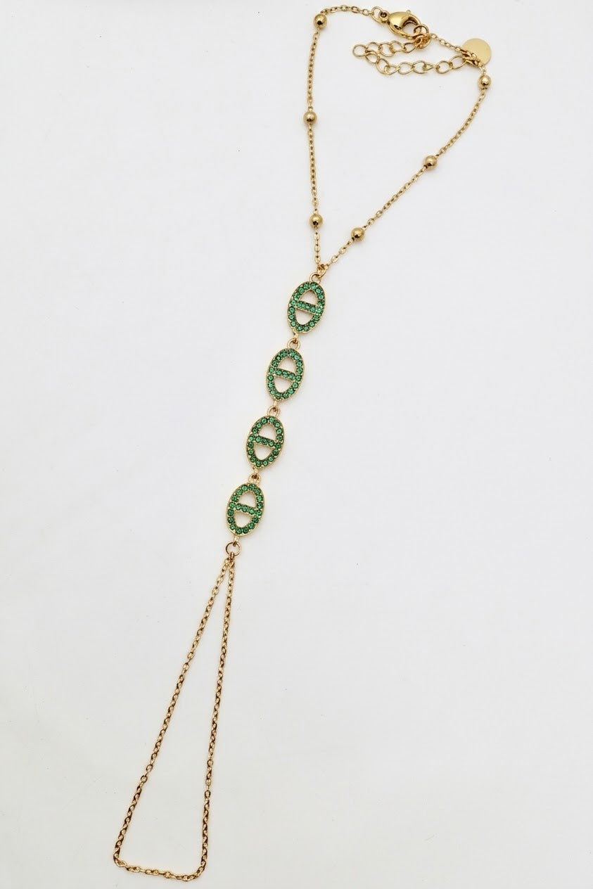 Chaine de main doré mailles marine
