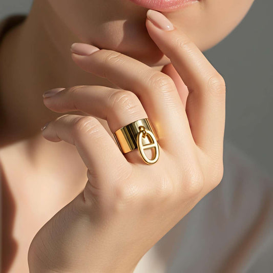 Bague dorée maille marine