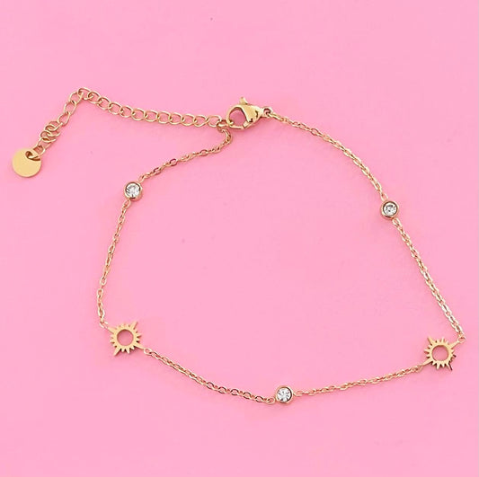 Chaine de cheville doré soleils✨