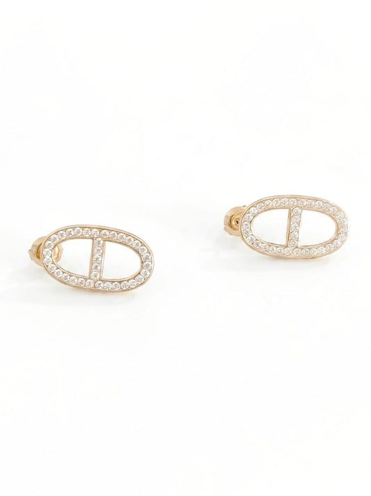 Boucles d'oreilles dorées mailles marine