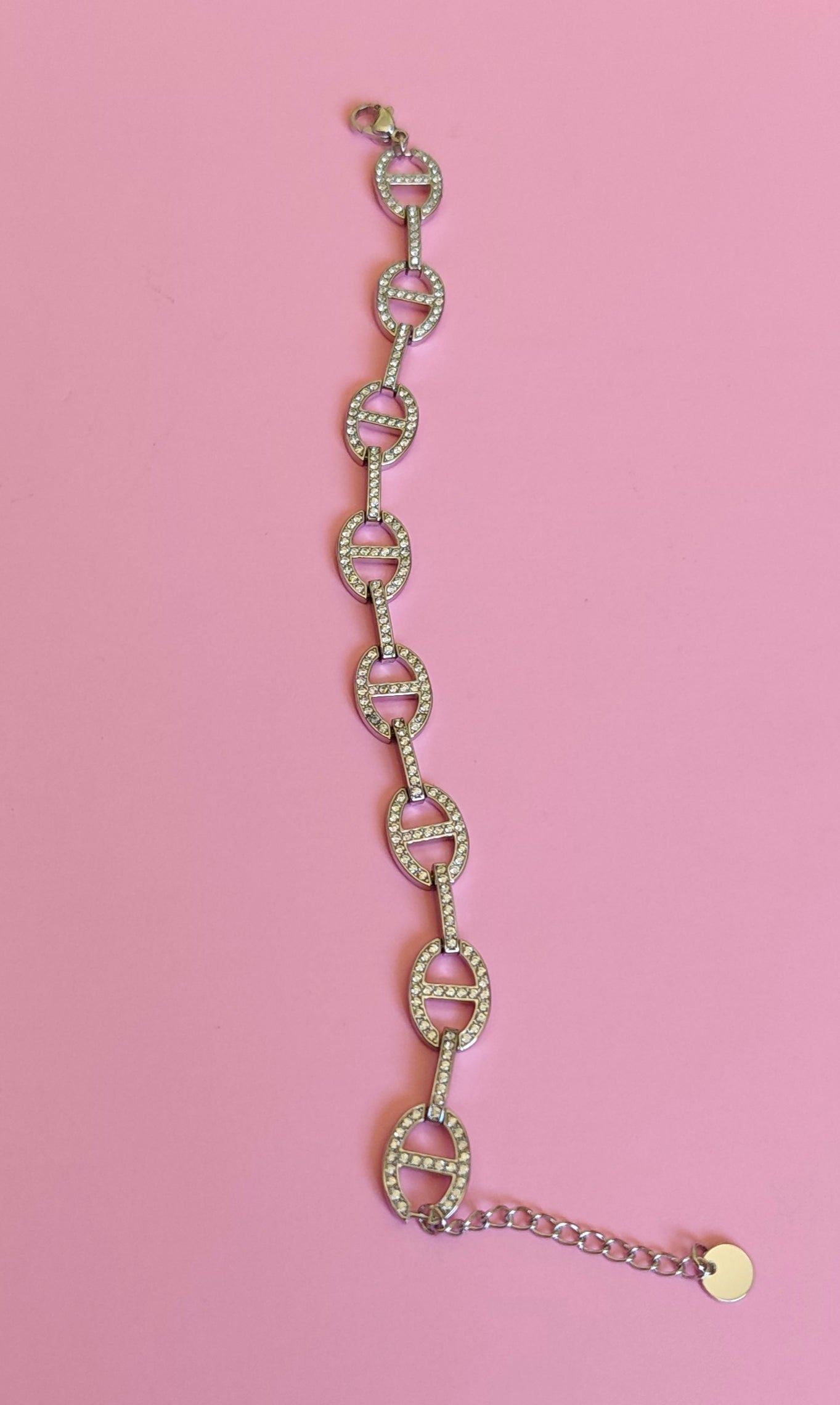 Bracelet argenté mailles marine