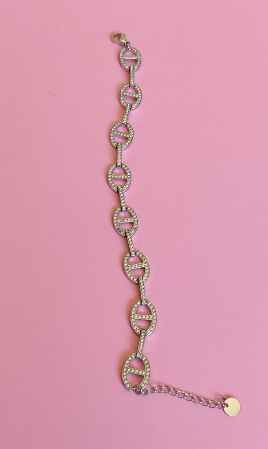 Bracelet argenté mailles marine