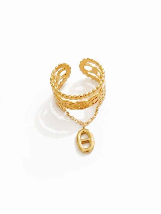 Bague dorée maille marine