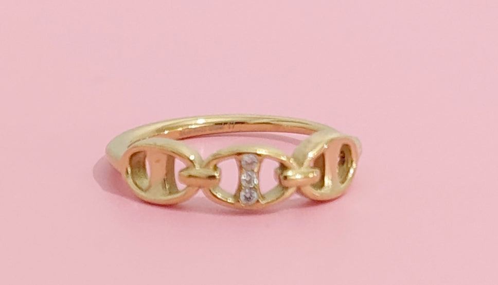 Bague dorée mailles marine