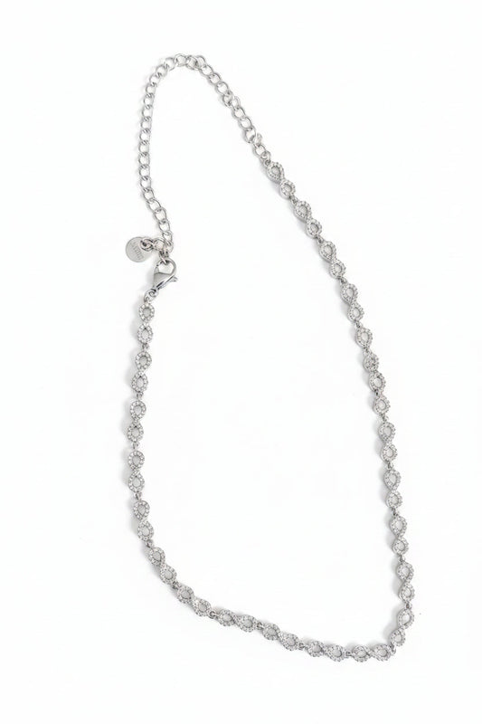 Collier argenté mailles marine