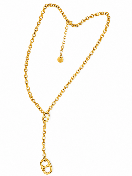 Collier doré mailles marine ⭐