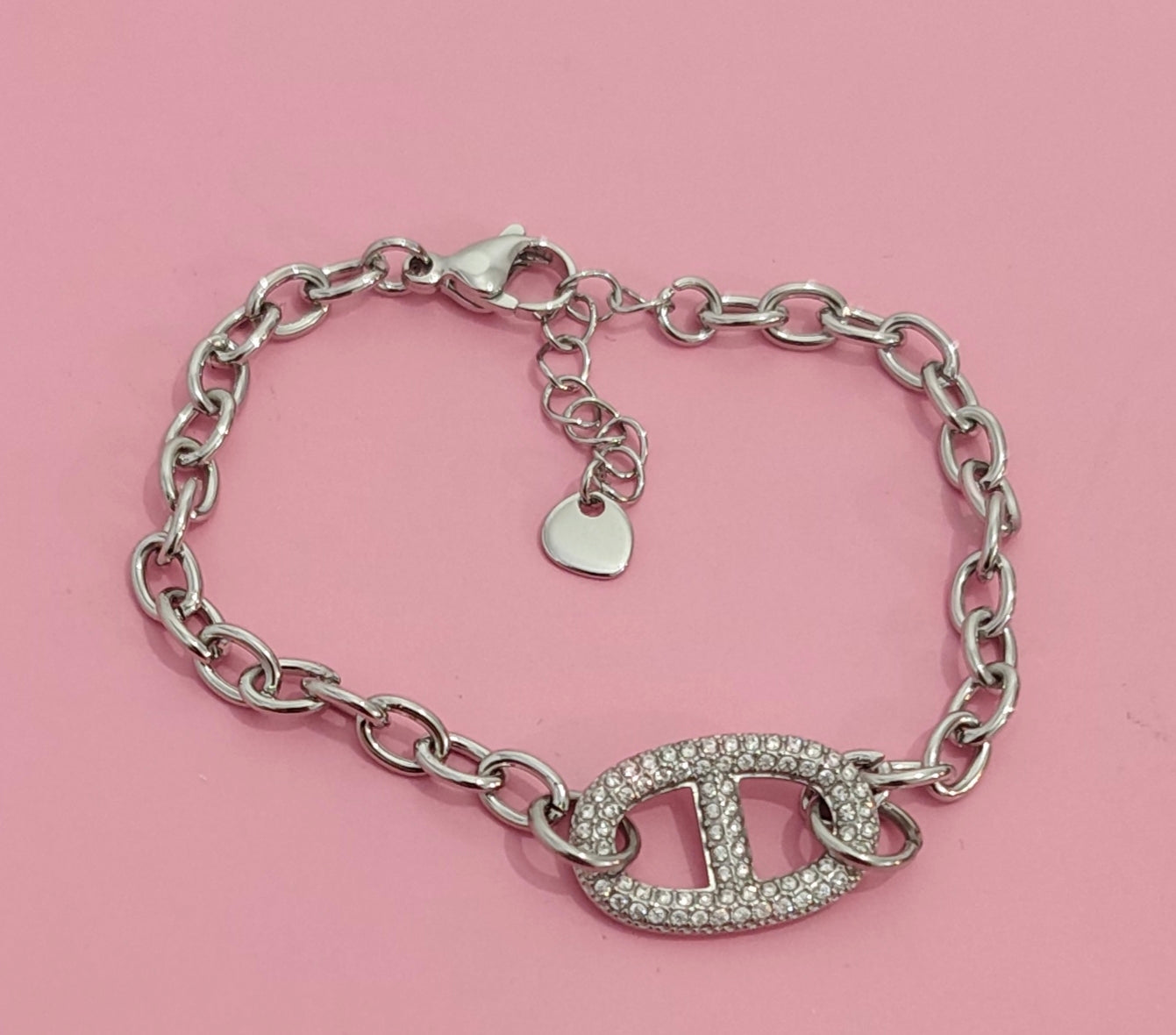 Bracelet argenté maille marine