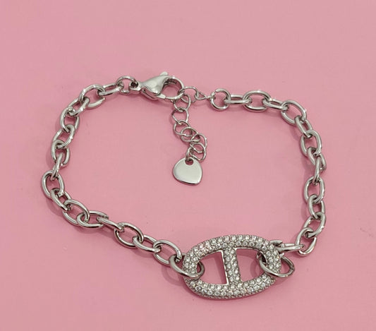 Bracelet argenté maille marine