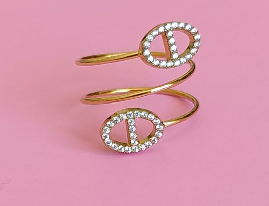 Bague dorée mailles marine