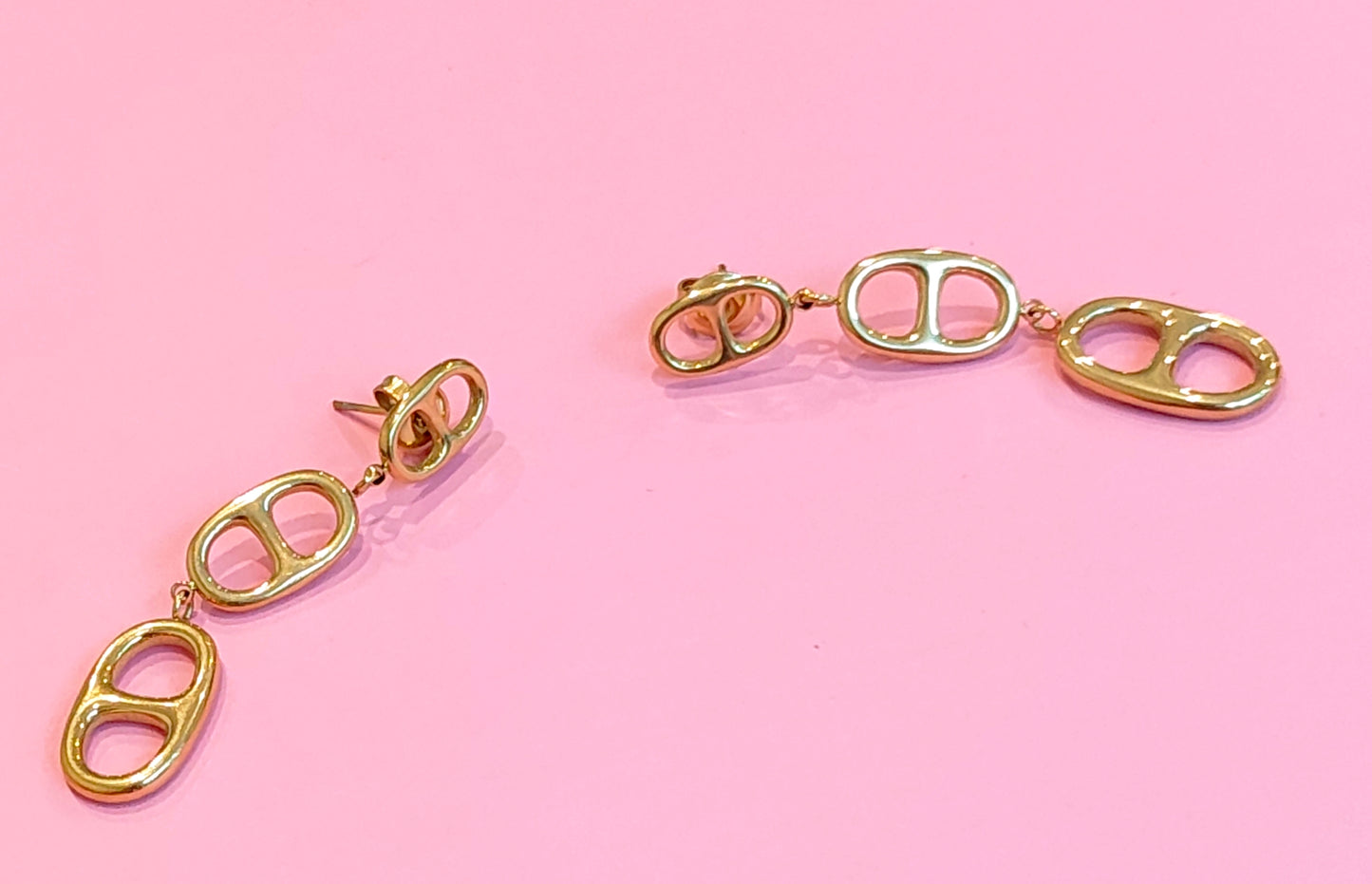 Boucles d'oreilles dorées mailles marine