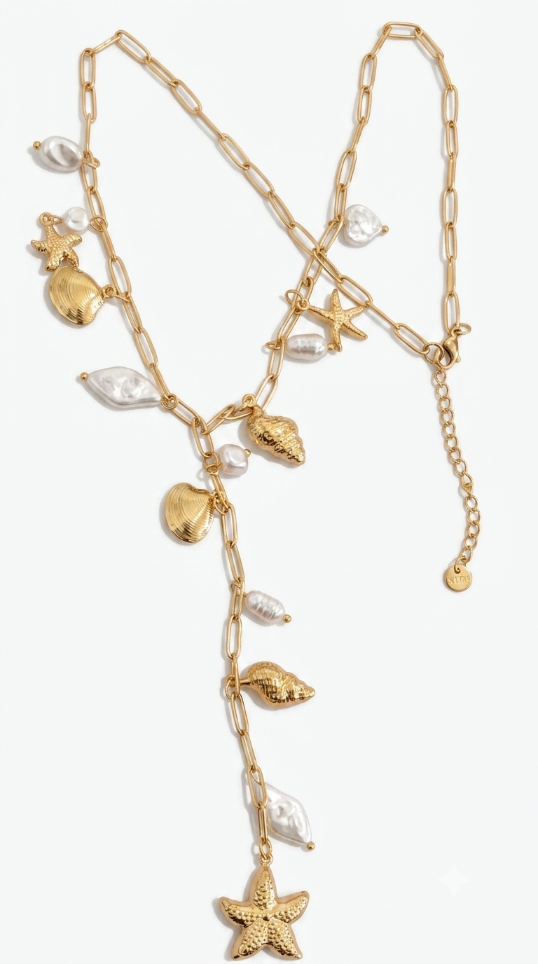 Collier doré coquillages