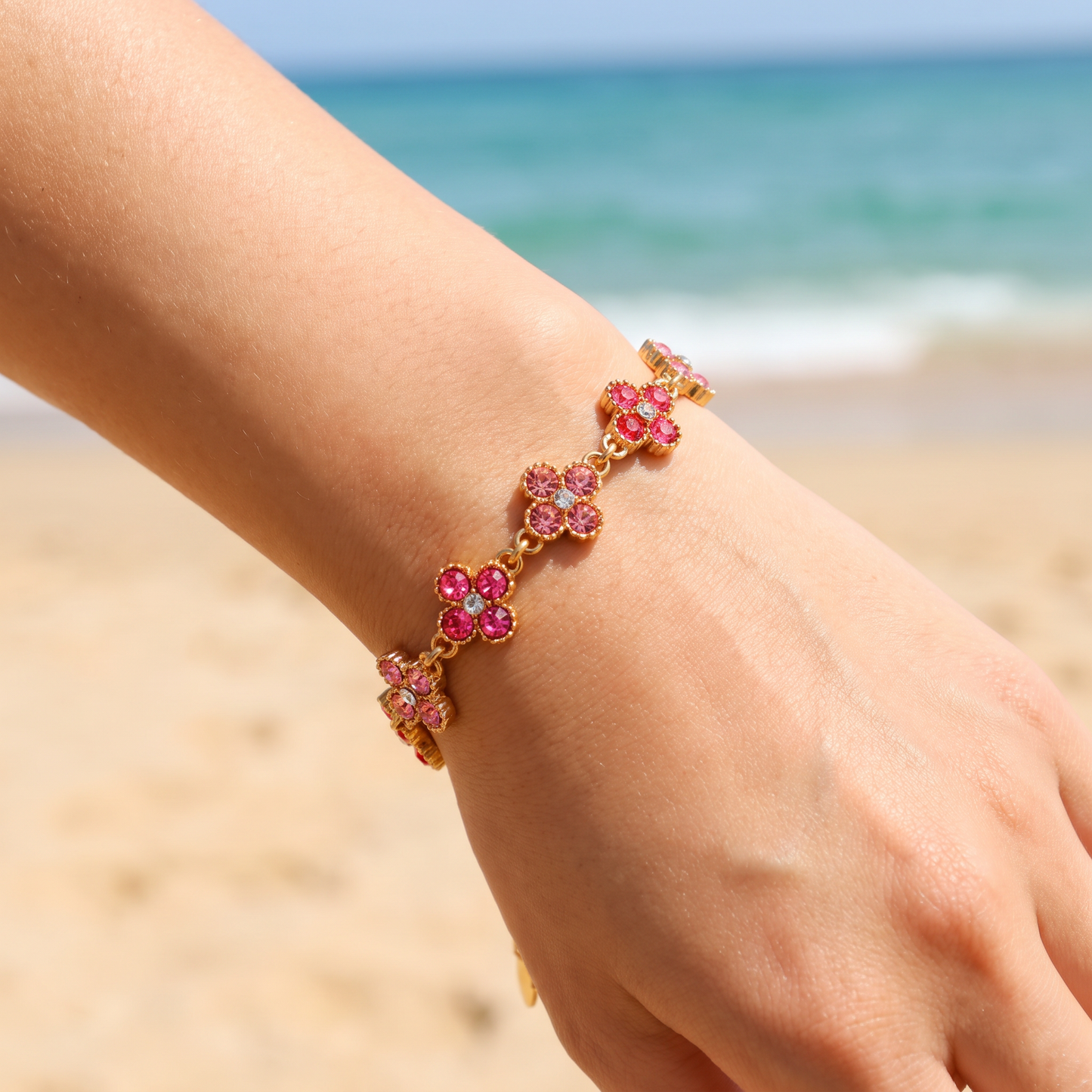 Bracelet doré fleurs
