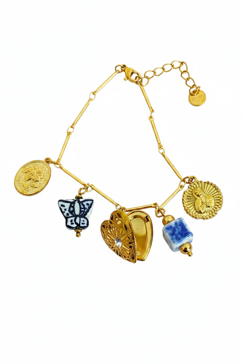 Bracelet doré vierge porte photo
