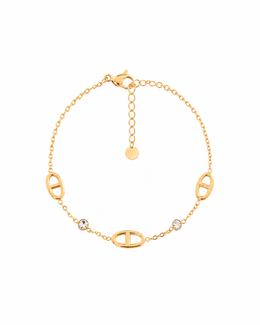 Bracelet doré mailles marine