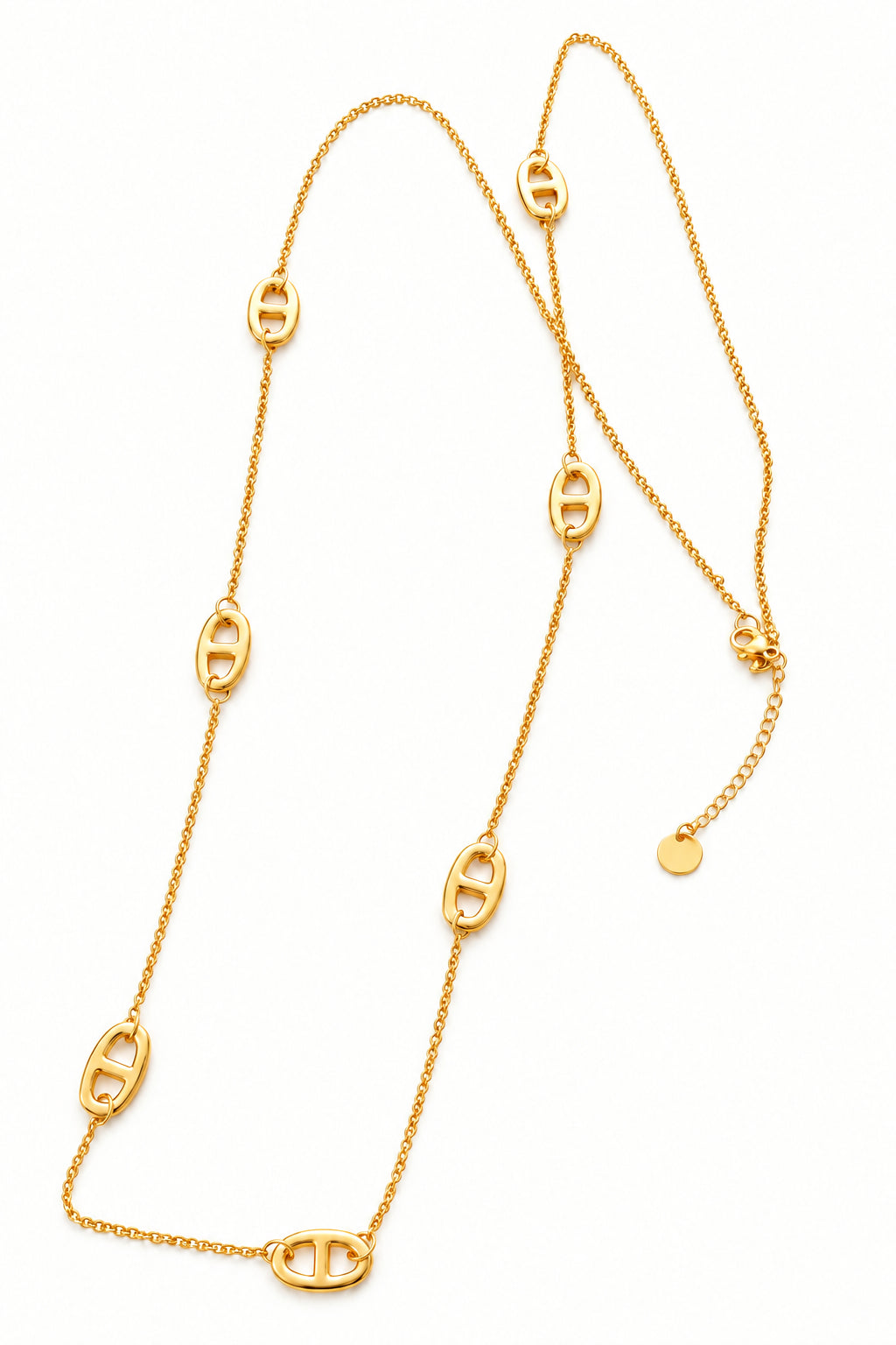 ⭐ Collier sautoir doré mailles marine 🩷
