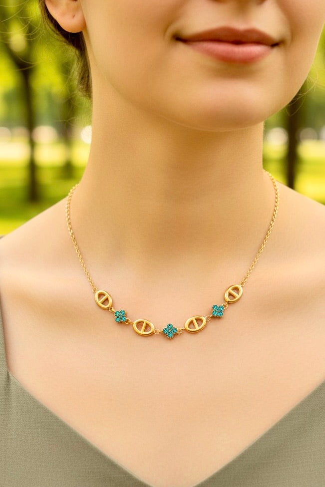 Collier doré fleurs 🌸