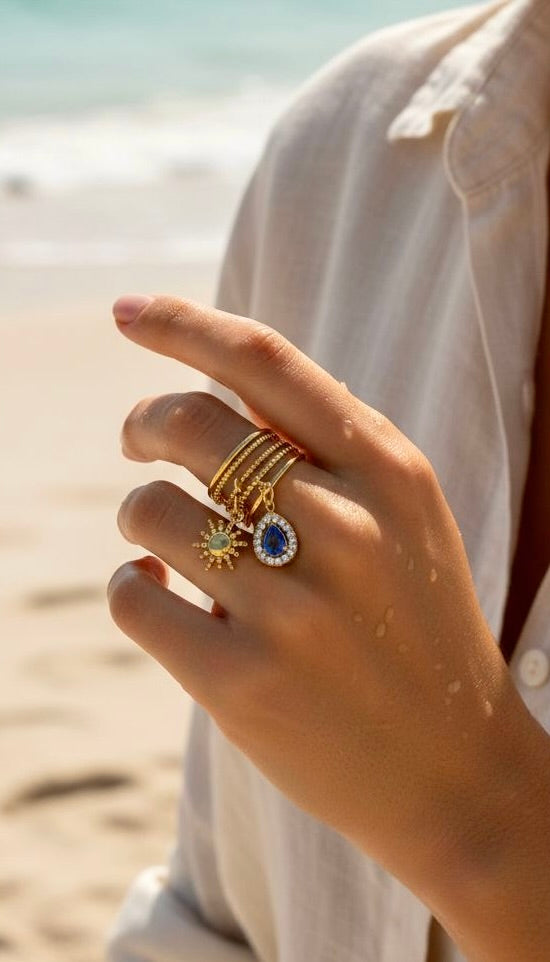 Bague dorée bleu Soleil