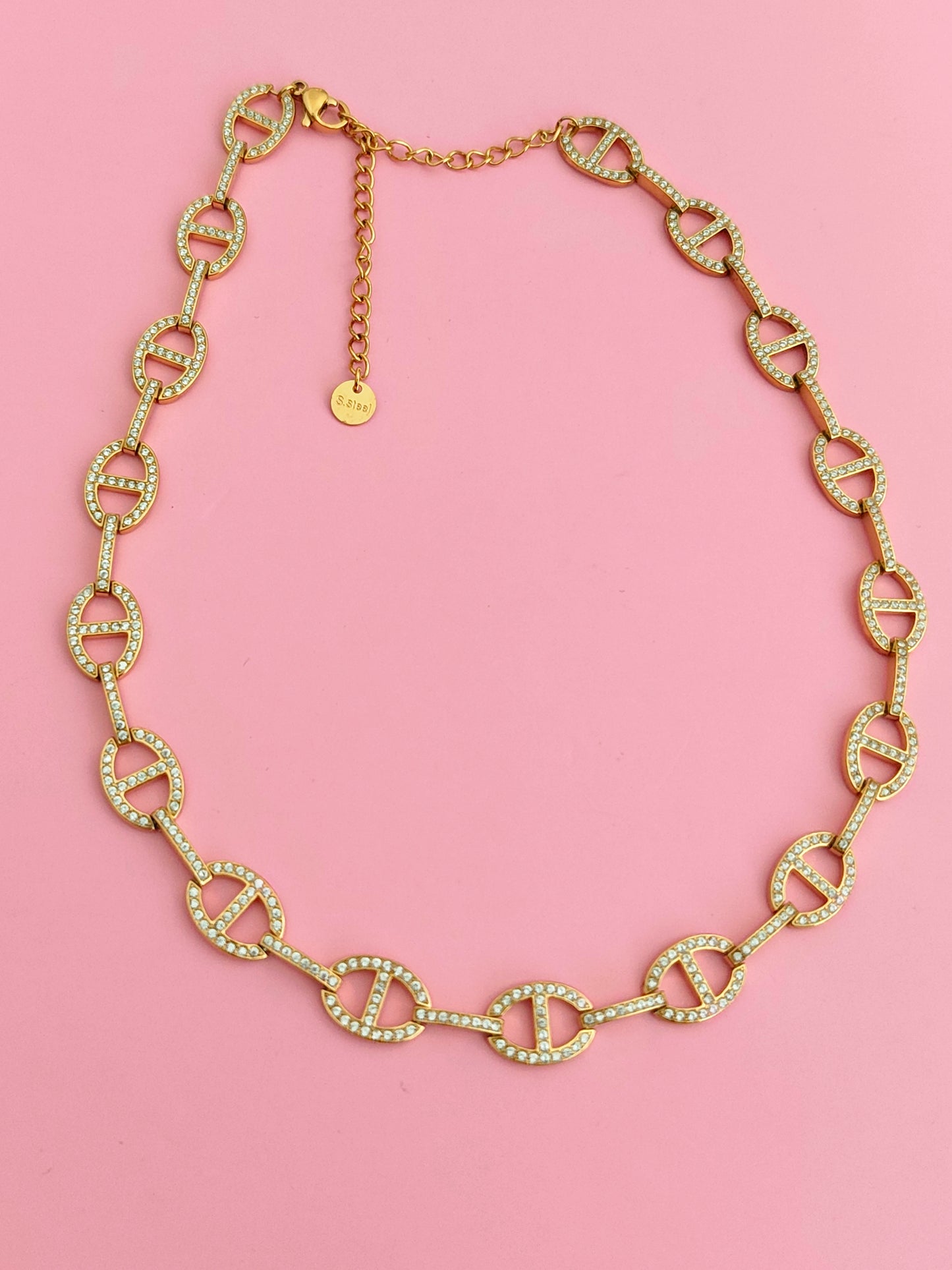 Collier doré mailles marine