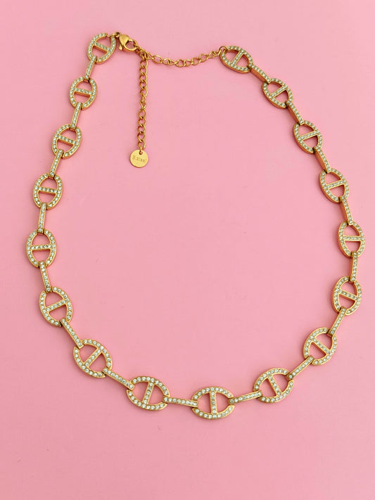 Collier doré mailles marine