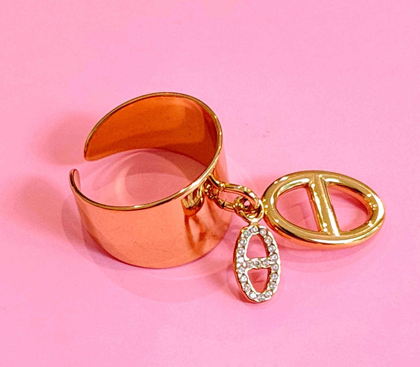 Bague dorée mailles marine